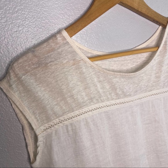 Linen Knit Blend Beige Top Medium - Picture 2 of 10